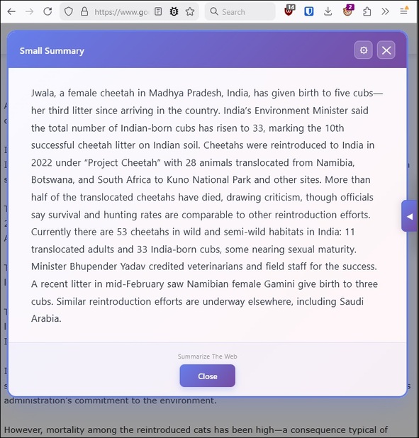 summarize-the-web screenshot